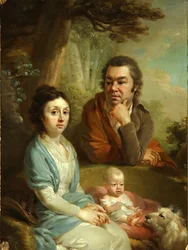 Porträt von Vasily Nebolsin, seiner Frau Avdotia und Kind, Ende der 1790er Jahre