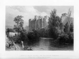 Eine Burg in der Nähe von Tripolis, am Fluss Kadesha, Libyen, 1841