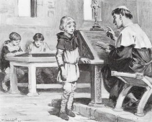 Der junge Cuthbert in der Schule