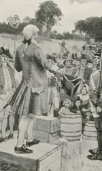 Gouverneur Phillip spricht zu den ersten australischen Siedlern bei der Landung in Sydney Cove