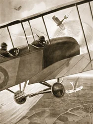 Kapitän Bell-Irving im Kampf mit drei feindlichen Flugzeugen