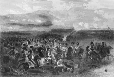 Angriff der schweren Kavallerie in der Schlacht von Balaklawa während des Krimkriegs, 1854 1857.
