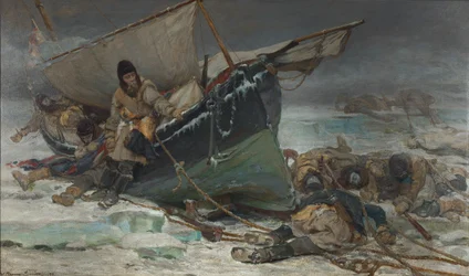 Sir John Franklin stirbt bei seinem Boot während der Nordwestpassage-Expedition der HMS 