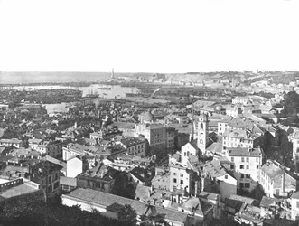 Gesamtansicht der Stadt Genua, Italien