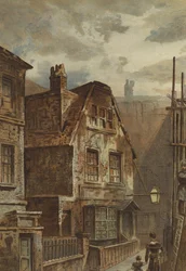 Altes Haus hinter Ludgate (Chromolithographie)