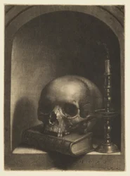 Vanitas-Stillleben in einer Nische