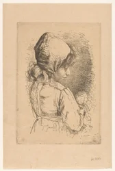 Mädchen mit Haube auf dem Kopf