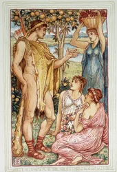 Herkules (Herakles) und die Nymphen - in „A wonder book for girls and boys“ von Walter Crane