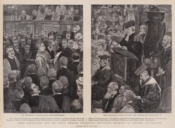Lord Kitchener und Mr. Cecil Rhodes erhalten Ehrenabschlüsse an der Universität Oxford