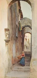Straße in Cervo San Bartolommeo, ca. 1910, 1912