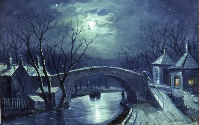 Redcote-Brücke, Armley, bei Mondlicht