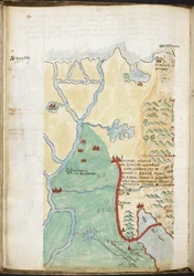 Karte von Nordafrika, aus einem Notizbuch mit einem historischen Gazetteer, Bibliothekslisten usw.; ca. 1606-08