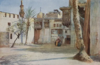 Ein Hof in der Nähe des Zeltmacher-Basars, Kairo, Farblithografie