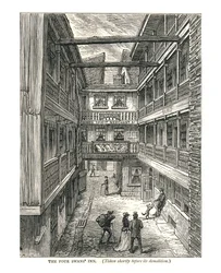 Das Gasthaus Die Vier Schwäne kurz vor dem Abriss, 1878