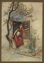 Tafel 7: "Das Mädchen der Wall-Amirah." Folk-Tales of Bengal ... Mit 32 Illustrationen in Farbe von Warwick Goble (Edition de luxe)