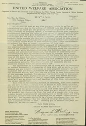 Brief von Wayne E. Wheeling, United Welfare Association, an Lieber Nachbar, 5. Februar 1915