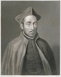 Ignatius von Loyola, graviert von W. Holl, aus Weltreligion, veröffentlicht von A. Fullarton & Co.