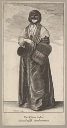 Englische Dame im Winterkostüm Das Wintergewand einer englischen Dame, 1644