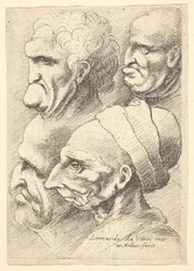 Vier groteske Köpfe im Profil nach links, 1625-77