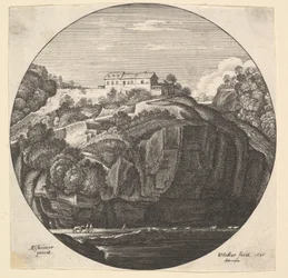 Landschaft mit einem Haus auf Klippen, 1646