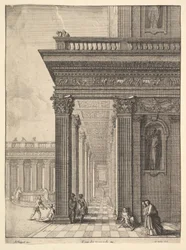 Tempelhof mit Figuren, nach David Teniers dem Älteren, 1625-77