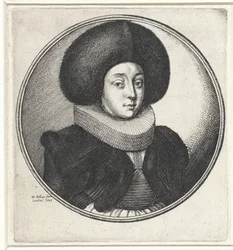 Frau mit Halskrause und großer Pelzmütze