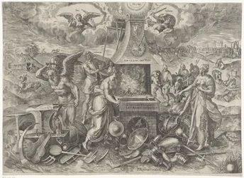 Die Macht des Friedens, 1577 Die Cracht des Peys (Titel auf Objekt) Allegorien auf die erneuerte Friedensperiode in den Niederlanden (Serientitel)