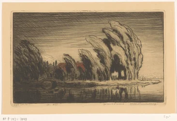 Bauernhof am Wasser in einem Sturm