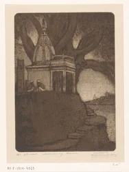 Tempel in Benares bei Abend