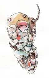 Komplexe Aquarellgesichter