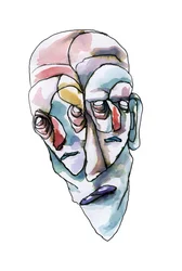 Nachdenkliche abstrakte Gesichter