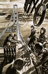 Bau der Brücke über den Firth of Forth