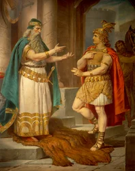 König Sigurd trifft den weisen Einsiedler Grypin, aus der Sigurd-Saga, Untere Halle, ca. 1882-83