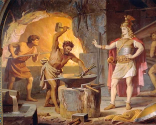 Sigurd geht zum Zwerg Mime, aus der Sigurd-Saga, Untere Halle, ca. 1882-83
