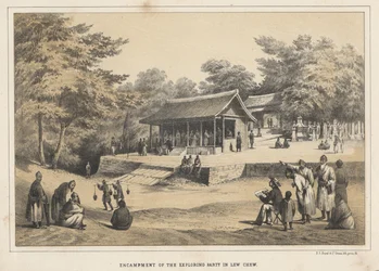 Lager des Erkundungstrupps in Lew Chew, 1855