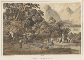 Kanaka-Dorf Bonin-Inseln, 1855