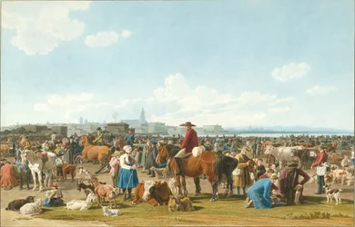 Viehmarkt in der Nähe von Genua, 1820