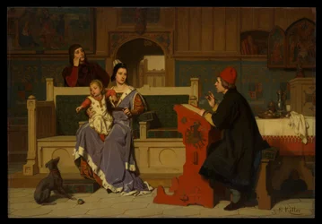 Hugo van der Goes malt das Porträt von Maria von Burgund