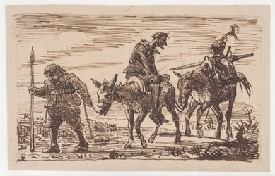 Der durchgeprügelte Don Quixote wird nach Hause geführt