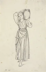 Frau mit Krug auf der Schulter
