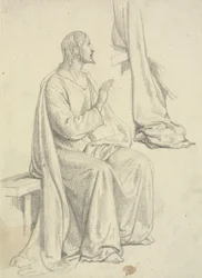 Sitzender Jesus, sowie Draperiestudie