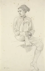 Sitzender junger Fischer