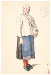 Stehendes schwedisches Bauernmädchen