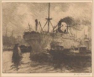 Festgemachte Schiffe im Hafen von Rotterdam