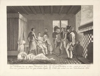 Prinz von Oranien nach seiner Verwundung in medizinischer Behandlung im Feldlazarett, 1815