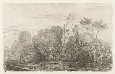 Landschaft mit Ruine und zwei Figuren