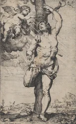 Das Martyrium des Heiligen Sebastian, mit Engeln, die ihn oben links krönen, ca. 1620-32