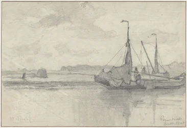 Fischerboote in einer Landschaft bei Papendrecht