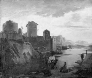 Landschaft mit Reisenden