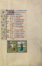 September Kalenderseite; Weinherstellung; Waage
